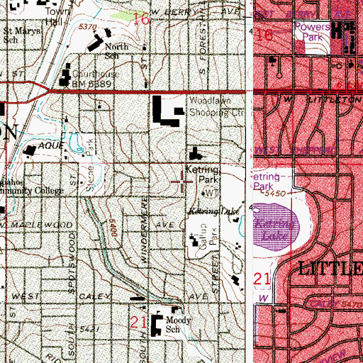 Topographic Map of Bemis Public Library, CO