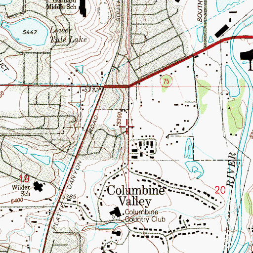 Topographic Map of Columbine Valley City Hall, CO