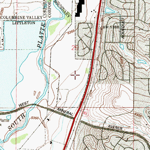 Topographic Map of Aspen Grove Shopping Center, CO