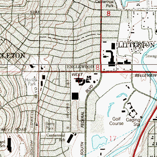 Topographic Map of Columbine Square Shopping Center, CO