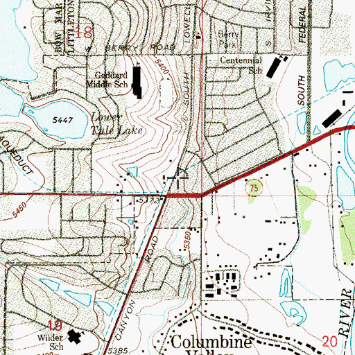 Topographic Map of Columbine Valley Shopping Center, CO