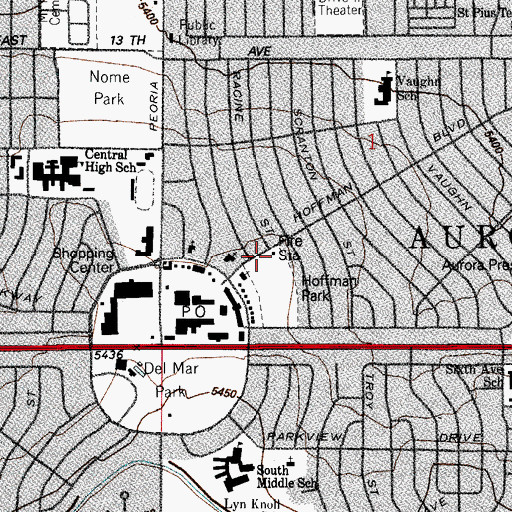 Topographic Map of Aurora Fire Department Station 2, CO
