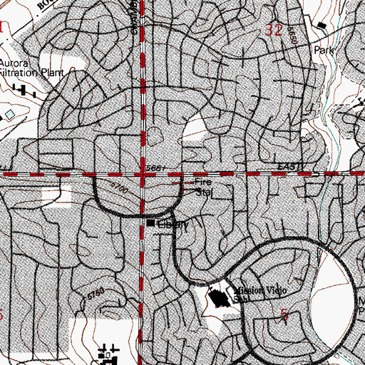 Topographic Map of Aurora Fire Department Station 6, CO