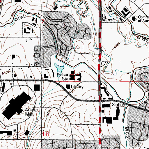 Topographic Map of Aurora Police Department District 2, CO