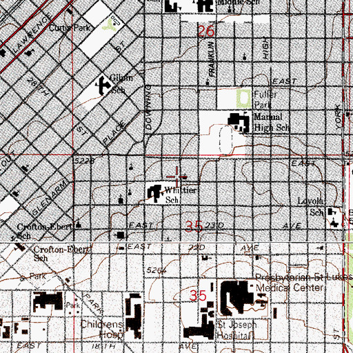 Topographic Map of Antioch Baptist Church, CO