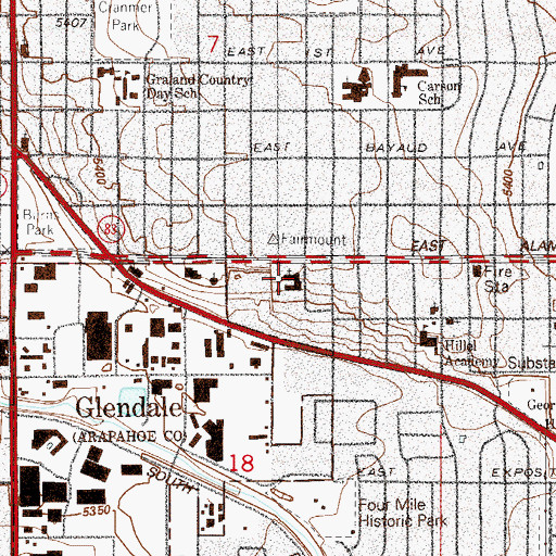 Topographic Map of Augustana Lutheran Church, CO