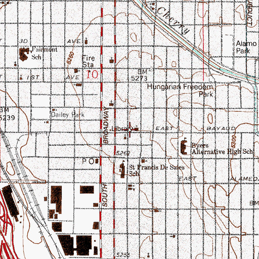 Topographic Map of Denver Baha'i Center, CO