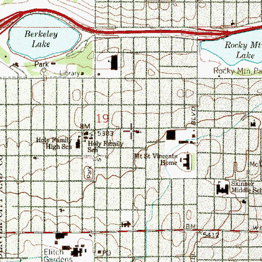 Topographic Map of Berkeley Baptist Church, CO