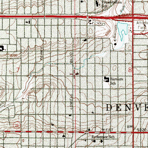 Topographic Map of Bethany United Methodist Church, CO