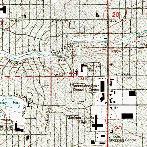 Topographic Map of Brentwood United Methodist Church, CO