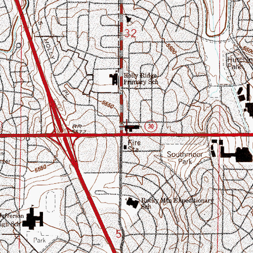 Topographic Map of Calvary Baptist Church, CO