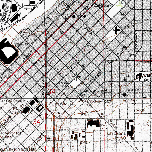 Topographic Map of Central Baptist Church, CO