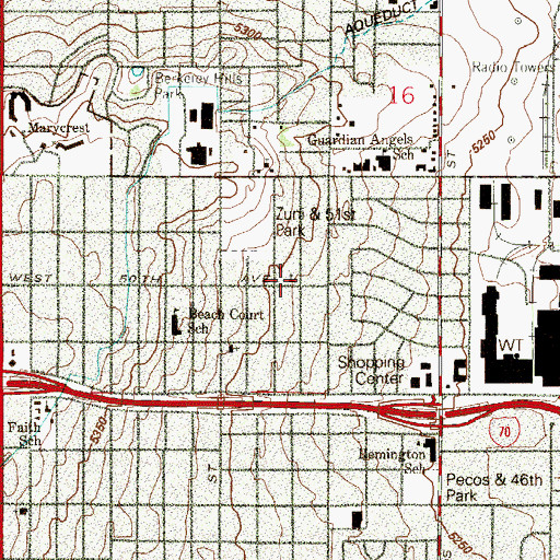 Topographic Map of Chaffee Community Baptist Church, CO
