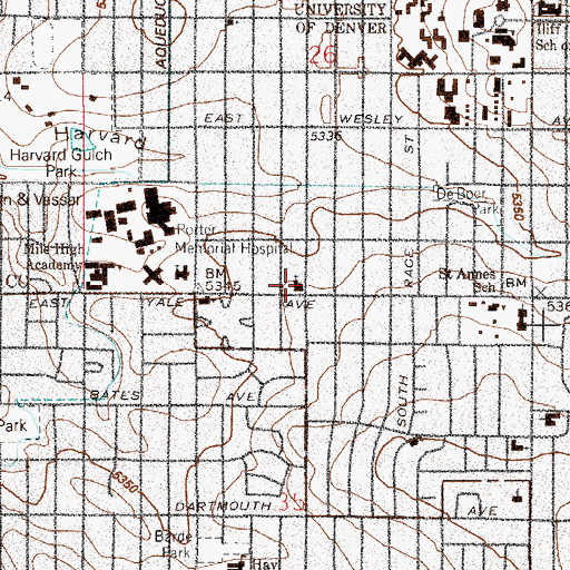 Topographic Map of Christ Lutheran Church, CO