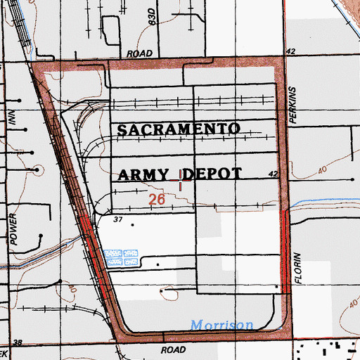 Topographic Map of Sacramento Army Depot (historical), CA