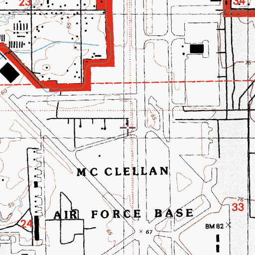 Topographic Map of McClellan Air Force Base (historical), CA