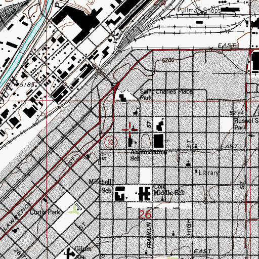 Topographic Map of Annunciation Catholic Church, CO