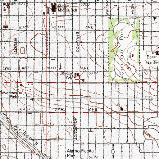 Topographic Map of Corona Presbyterian Church, CO