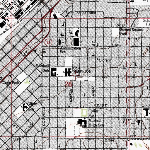 Topographic Map of Denver Gospel Hall, CO