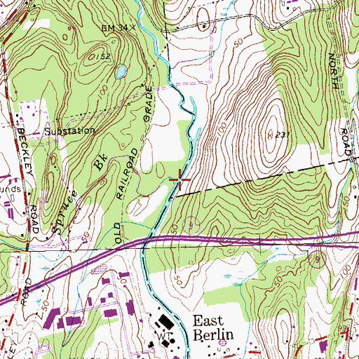 Topographic Map of Spruce Brook, CT
