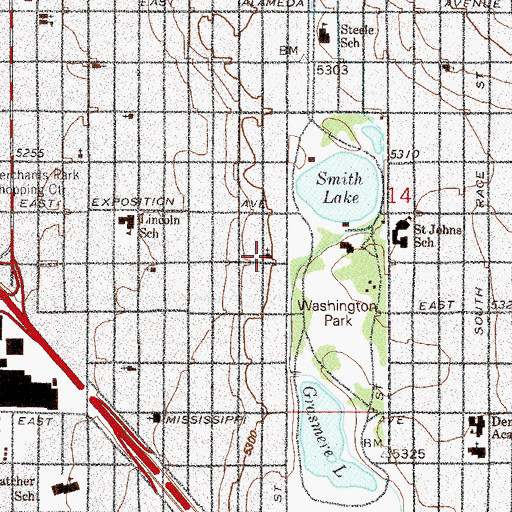 Topographic Map of Epiphany Lutheran Church, CO
