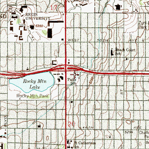 Topographic Map of Faith Lutheran Church, CO