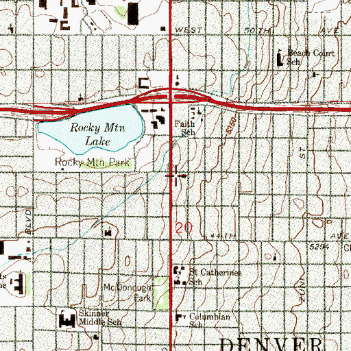 Topographic Map of First Denver Friends Church, CO
