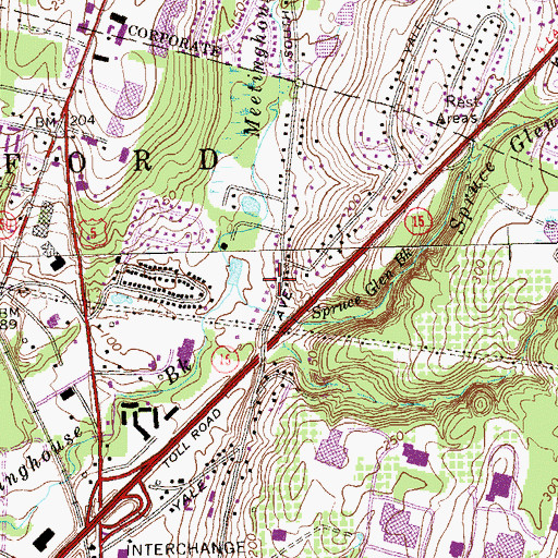 Topographic Map of Spruce Glen Brook, CT