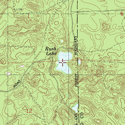 Topographic Map of Brule Rush Lake State Natural Area, WI