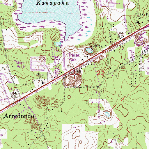 Topographic Map of Dogwood Park, FL