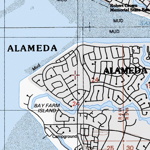 Topographic Map of Bay Farm Elementary School, CA