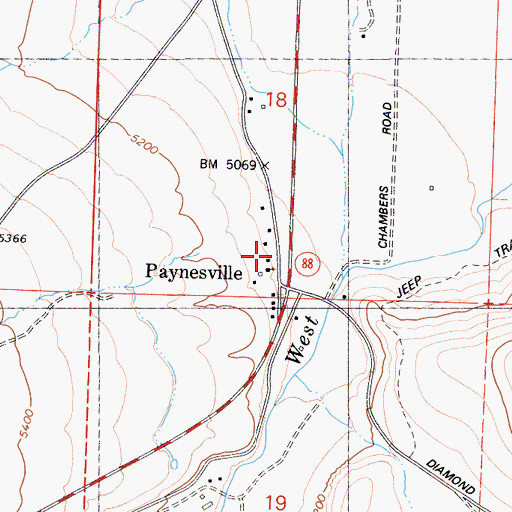 Topographic Map of Alpine County Secondary Community Day School, CA