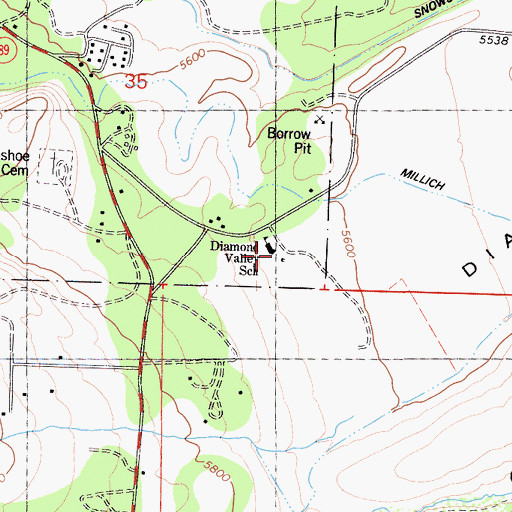 Topographic Map of Alpine County Secondary Community Day School, CA