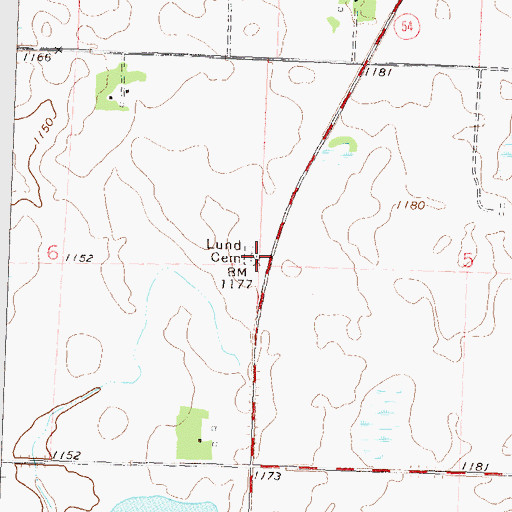 Topographic Map of Union Church (historical), MN