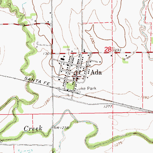 Topographic Map of Ada Ottawa Lincoln Station 1, KS
