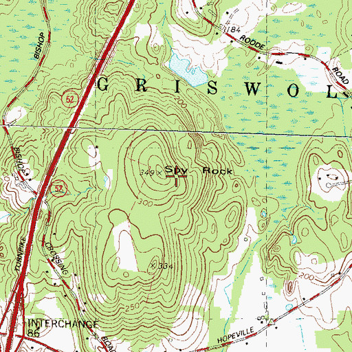Topographic Map of Spy Rock, CT