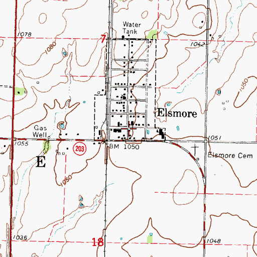 Topographic Map of Allen County Rural Fire District 3 Elsmore Station, KS