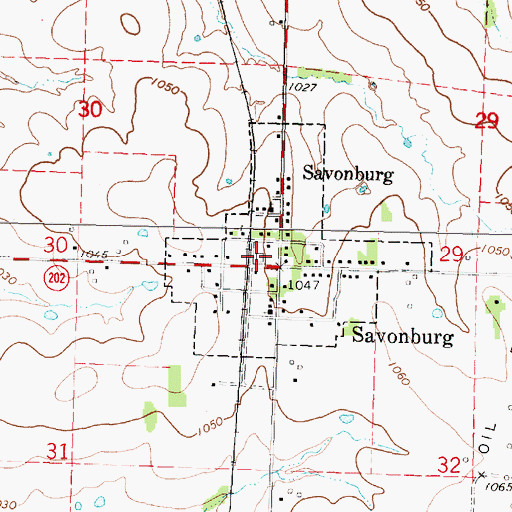 Topographic Map of Allen County Rural Fire District 3 Savonburg Station, KS