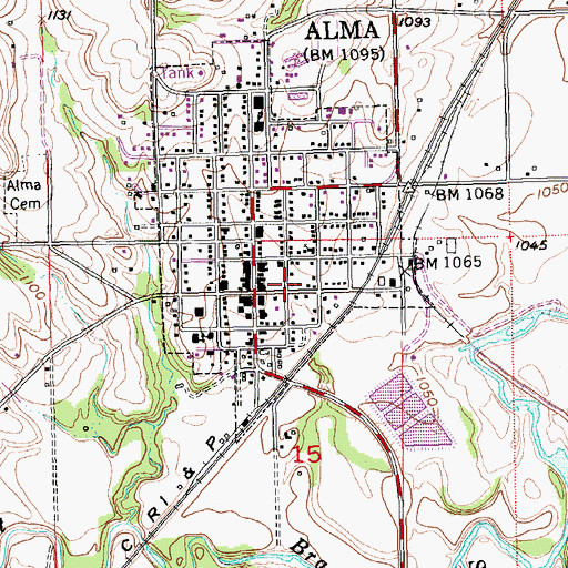 Topographic Map of Alma Fire Department, KS