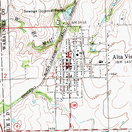 Topographic Map of Wabaunsee County Fire District 2 Alta Vista Fire Department, KS