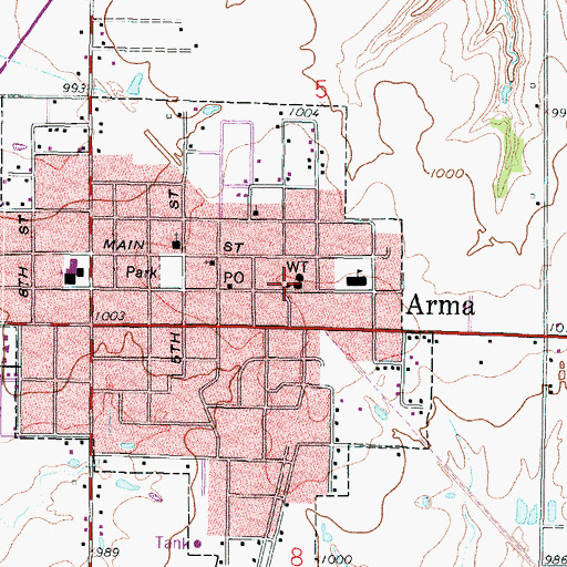 Topographic Map of Arma Fire Department, KS