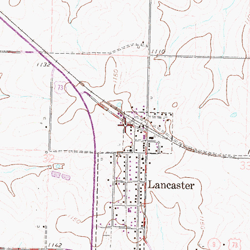 Topographic Map of Atchison County Fire District 5 - Lancaster, KS