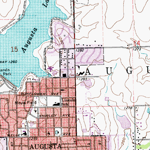 Topographic Map of Augusta Department of Safety, KS
