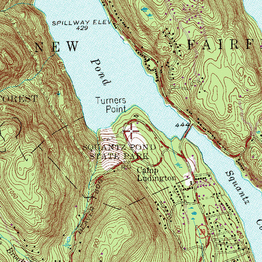 Topographic Map of Squantz Pond State Park, CT
