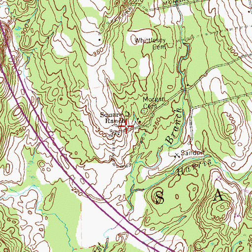 Topographic Map of Square Ranch, CT