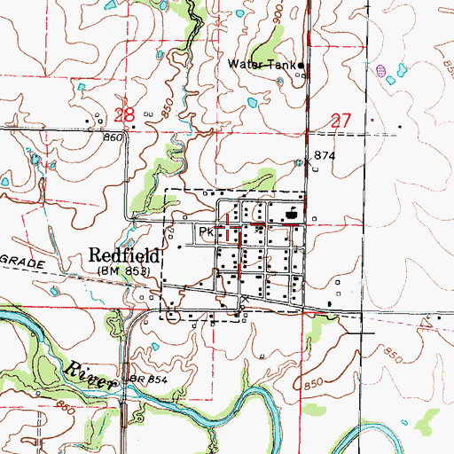 Topographic Map of Bourbon County Fire District 4 Redfield Station, KS