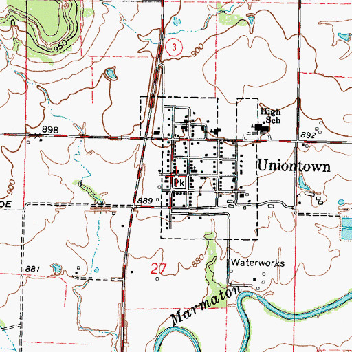 Topographic Map of Bourbon County Fire District 3 Station 1, KS