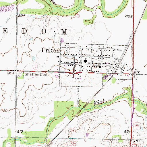 Topographic Map of Bourbon County Fire District 3 Station 3, KS