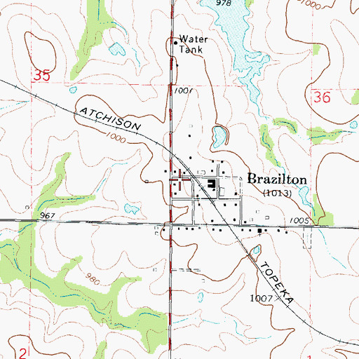 Topographic Map of Brazilton Ruritan Fire Department, KS