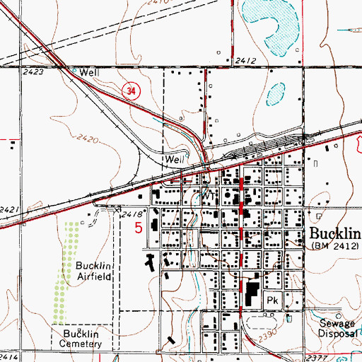 Topographic Map of Ford County Fire Station and Emergency Medical Services Station 4, KS